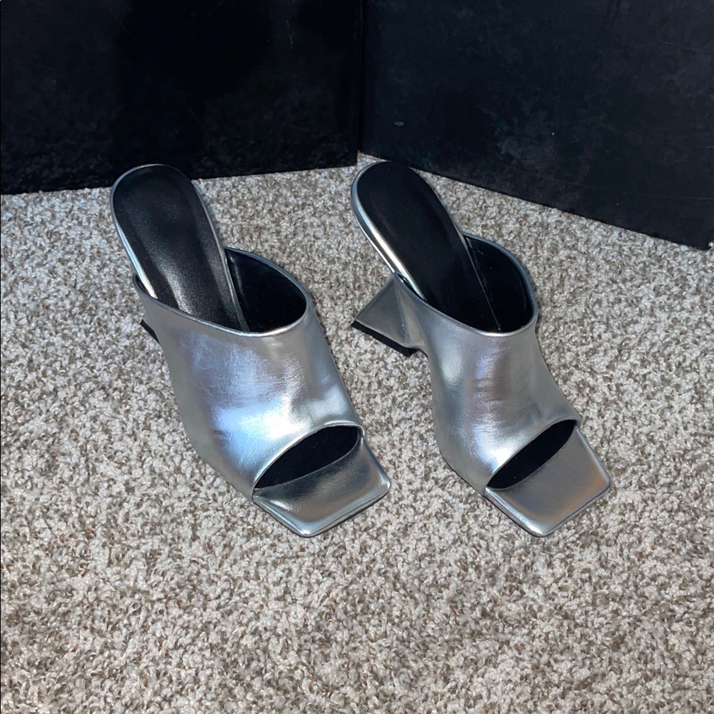 Silver Women's Mules